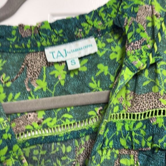 TAJ by Sabrina Crippa Green Long Patterned Sleeve Sundress - NWOT - Size Small - Picture 4 of 5